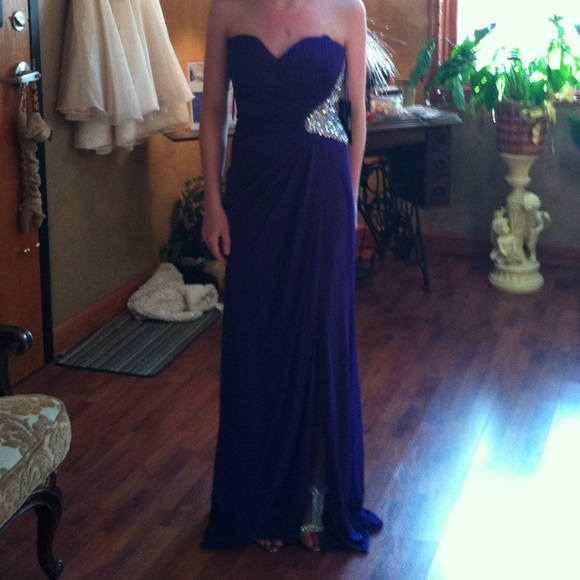 La Femme Rhinestone Strapless Prom Dress - Picture 9 of 9